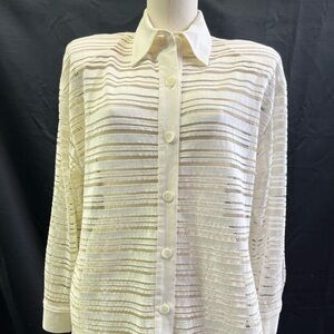 Vintage Moon Light Linen Blouse & Pants Set Cream Striped Small